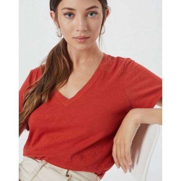 Madewell Whisper Cotton V Neck Tee in Orange, Women’s Size Small, T Shirt - Picture 10 of 10